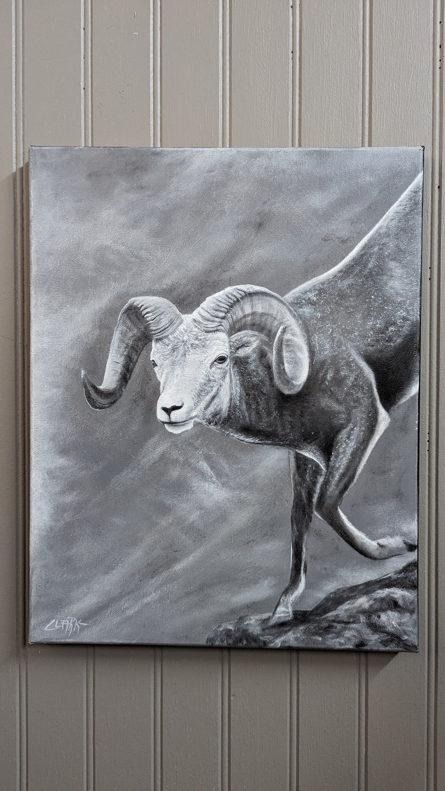 King Of The Ridge Stone Sheep (11x14) Original Acrylic Painting
